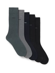 BOSS Natural Logo Socks 5 Pack - Image 1 of 1