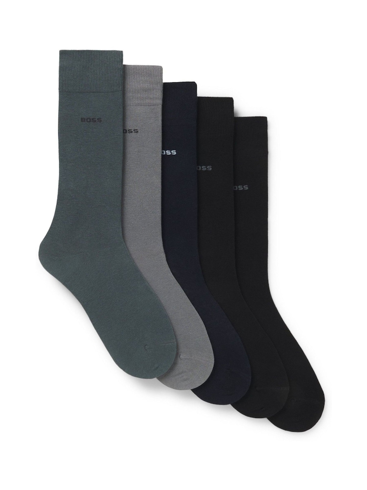 BOSS Natural Logo Socks 5 Pack - Image 1 of 1
