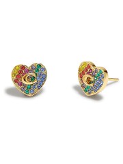 COACH Gold Tone Pave Heart Stud Earrings - Image 2 of 4