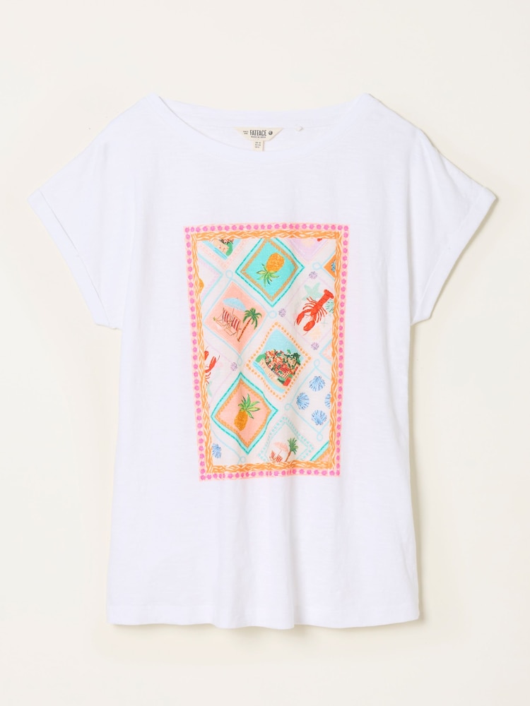 FatFace Ivy White Postcard Graphic T-Shirt - Image 1 of 1