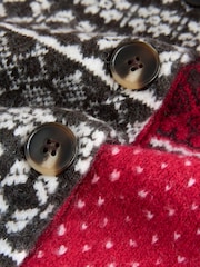 Red/Chocolate Brown Fairisle - Casaco de malha com gola redonda - Imagem 2 de 3