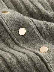 Sage Green Gold Button Ribbed Collar Cardigan - Image 2 of 3
