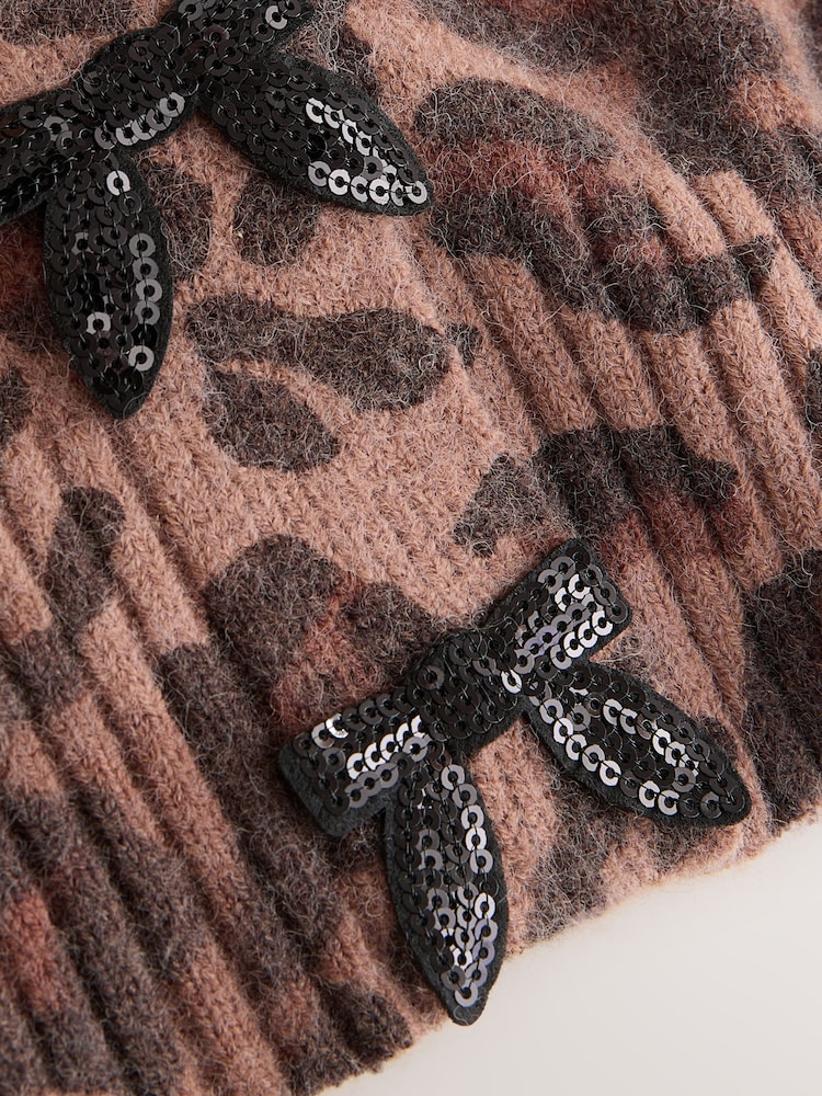 Leopard Sequin Bows - Casaco de malha com gola redonda - Imagem 2 de 3