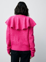 Bright Pink Cable Knit Cape Cardigan - Image 2 of 8