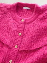 Bright Pink Cable Knit Cape Cardigan - Image 6 of 8