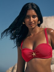 Vermelho - TopLove & Roses de com bojo moldado e acabamento em estrela do mar Bikini - Imagem 1 de 4