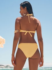 Love & Roses Yellow Textured Shell Trim Bandeau Bikini Top - Image 3 of 4