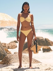 Love & Roses Yellow Textured Shell Trim Bandeau Bikini Top - Image 4 of 4