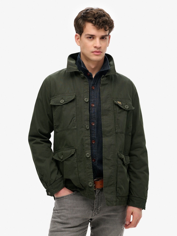 Superdry Green Military Lightweight Field 100% Cotton Jacket - Image 1 of 7