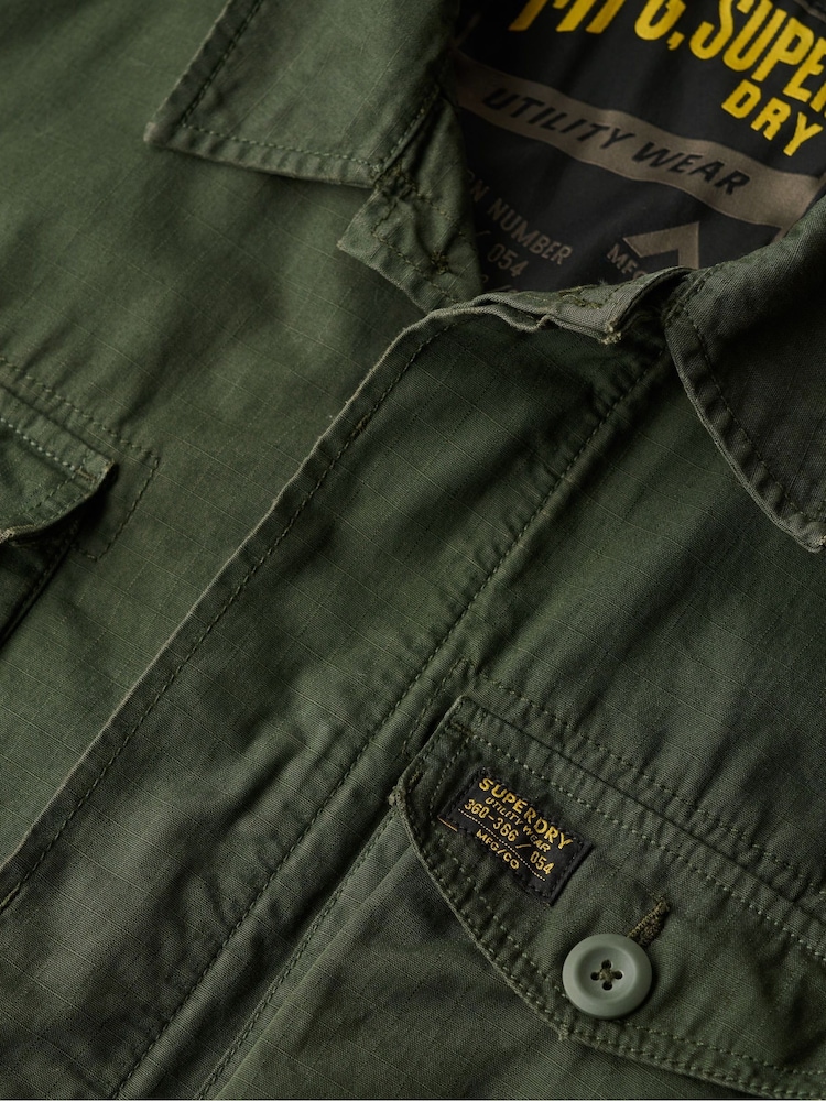 Superdry Green Military Lightweight Field 100% Cotton Jacket - Image 7 of 7