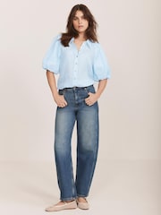 Mint Velvet Blue Puff Sleeve Shirt - Image 4 of 8