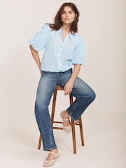 Mint Velvet Blue Puff Sleeve Shirt - Image 6 of 8
