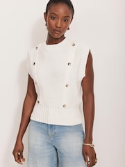 Mint Velvet White Cotton Button Tabard Top - Image 1 of 8