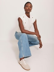 Mint Velvet White Cotton Button Tabard Top - Image 3 of 8