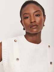 Mint Velvet White Cotton Button Tabard Top - Image 4 of 8