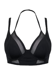Pour Moi Black Sydney Underwired Mesh Longline Double Strap Bikini Top - Image 3 of 4