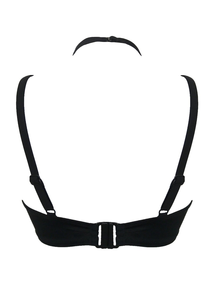 Pour Moi Black Sydney Underwired Mesh Longline Double Strap Bikini Top - Image 4 of 4