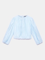 Mint Velvet Blue Sheer Puff Sleeve Blouse - Image 7 of 8