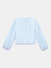 Mint Velvet Blue Sheer Puff Sleeve Blouse - Image 8 of 8