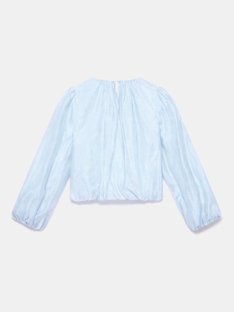 Mint Velvet Blue Sheer Puff Sleeve Blouse - Image 8 of 8