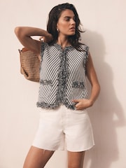 Mint Velvet Black Crochet Knit Waistcoat - Image 1 of 7