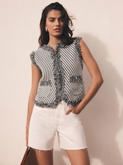 Mint Velvet Black Crochet Knit Waistcoat - Image 5 of 7