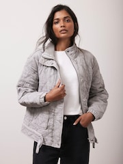 Mint Velvet Grey Washed Quilted Jacket - Image 2 of 8