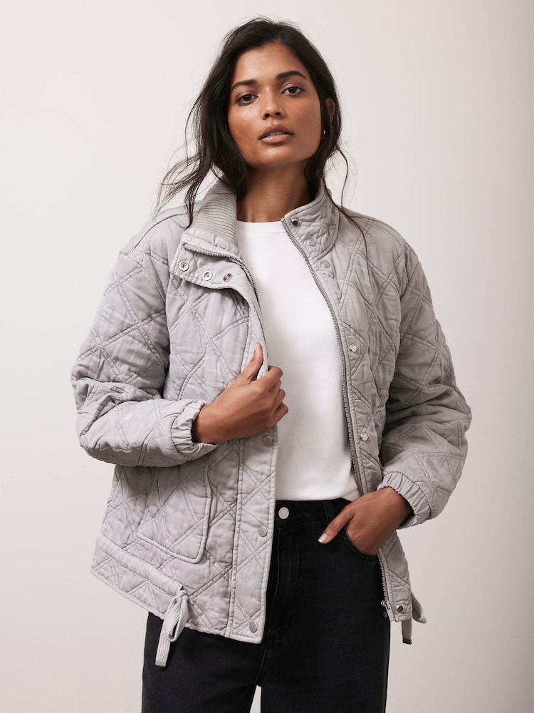 Mint Velvet Grey Washed Quilted Jacket - Image 2 of 8