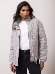 Mint Velvet Grey Washed Quilted Jacket - Image 6 of 8