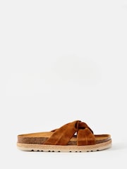 Mint Velvet Brown Bryony Suede Flat Sandals - Image 1 of 4