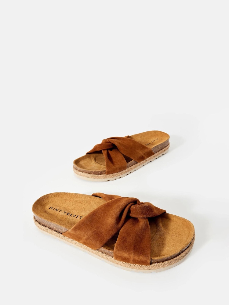 Mint Velvet Brown Bryony Suede Flat Sandals - Image 2 of 4