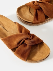 Mint Velvet Brown Bryony Suede Flat Sandals - Image 4 of 4