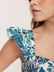 Mint Velvet Green 100% Cotton Floral Print Midi Dress - Image 4 of 8
