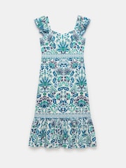 Mint Velvet Green 100% Cotton Floral Print Midi Dress - Image 7 of 8