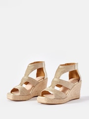 Mint Velvet Gold Kaia Metallic Rope Wedge Heels - Image 2 of 4