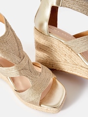 Mint Velvet Gold Kaia Metallic Rope Wedge Heels - Image 4 of 4