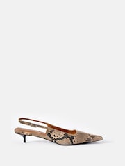 Mint Velvet Cream Lol Snake Print Kitten Heels - Image 1 of 4