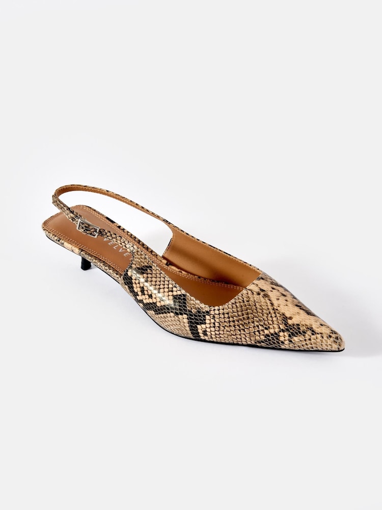 Mint Velvet Cream Lol Snake Print Kitten Heels - Image 2 of 4 Mint Velvet Cream Lol Snake Print Kitten Heels - Image 2 of 4
