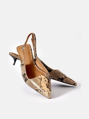 Mint Velvet Cream Lol Snake Print Kitten Heels - Image 3 of 4