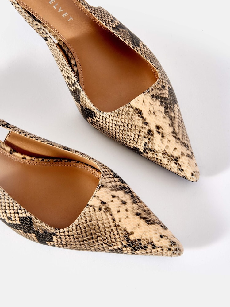 Mint Velvet Cream Lol Snake Print Kitten Heels - Image 4 of 4 Mint Velvet Cream Lol Snake Print Kitten Heels - Image 4 of 4