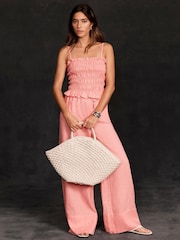 Mint Velvet Pink 100% Linen Wide Leg Trousers - Image 6 of 8