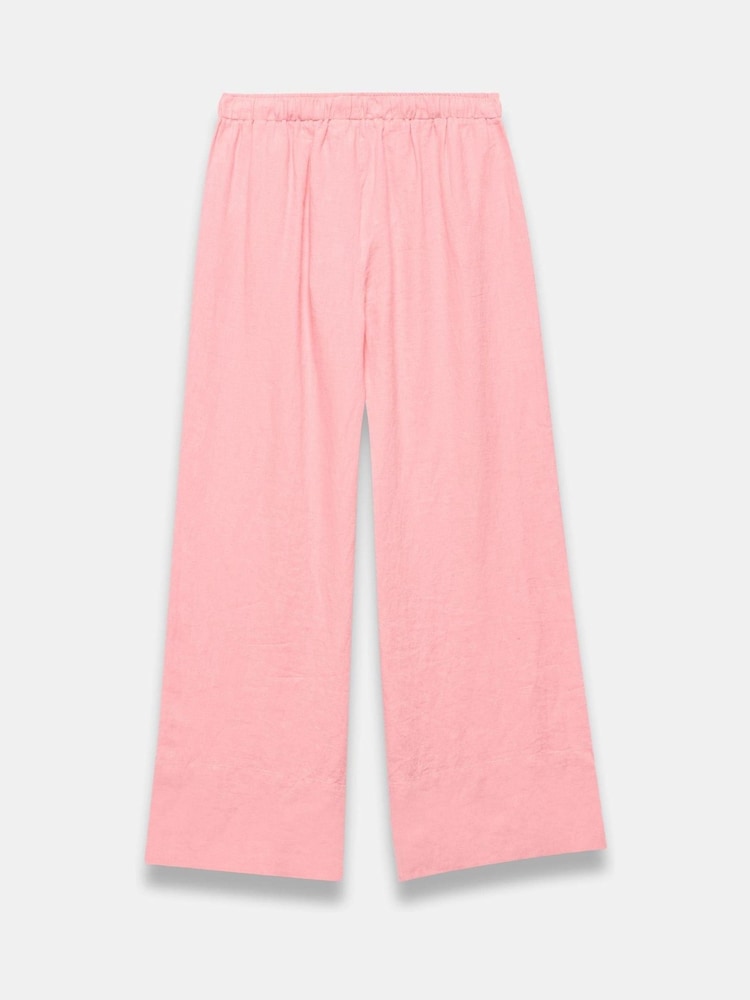 Mint Velvet Pink 100% Linen Wide Leg Trousers - Image 8 of 8