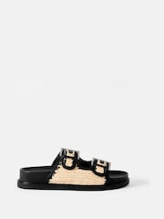 Mint Velvet Black Mal Raffia Sliders - Image 3 of 6