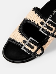 Mint Velvet Black Mal Raffia Sliders - Image 5 of 6