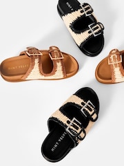 Mint Velvet Black Mal Raffia Sliders - Image 6 of 6