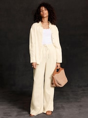 Mint Velvet Yellow 100% Linen Wide Leg Trousers - Image 2 of 5
