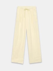 Mint Velvet Yellow 100% Linen Wide Leg Trousers - Image 4 of 5