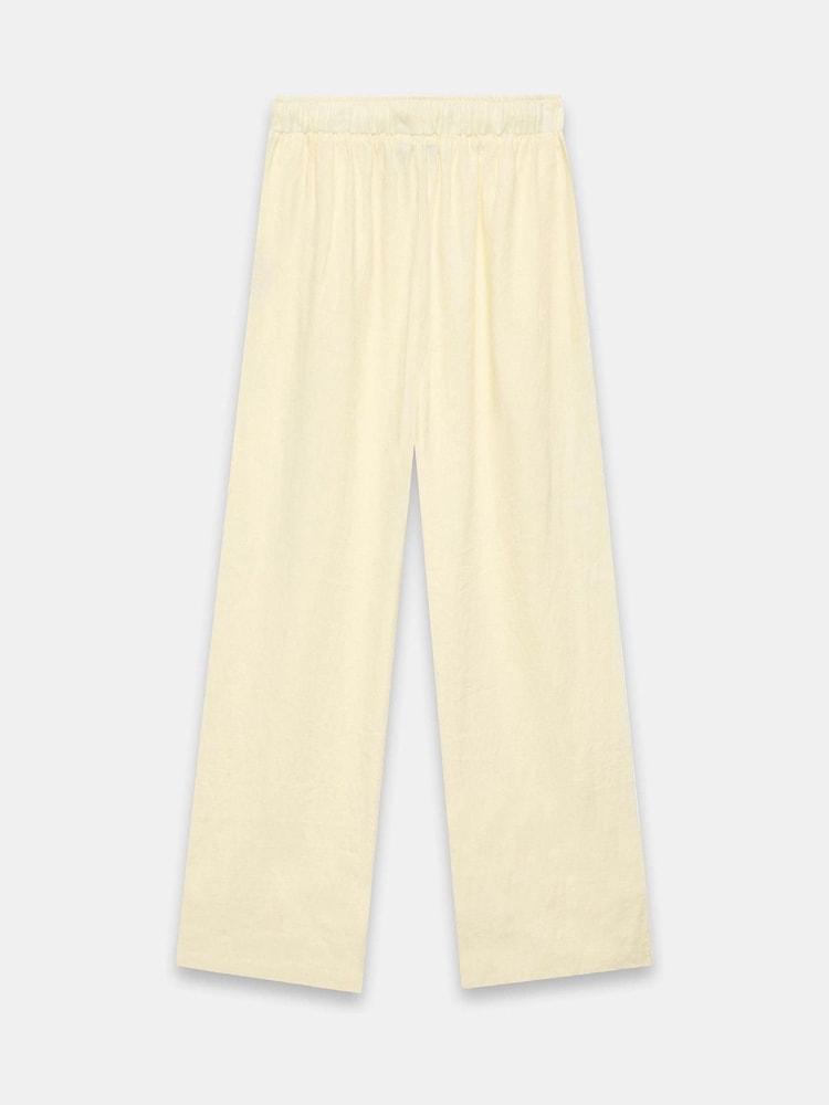 Mint Velvet Yellow 100% Linen Wide Leg Trousers - Image 5 of 5
