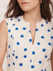 Mint Velvet Blue 100% Cotton Polka Dot Midi Dress - Image 4 of 8