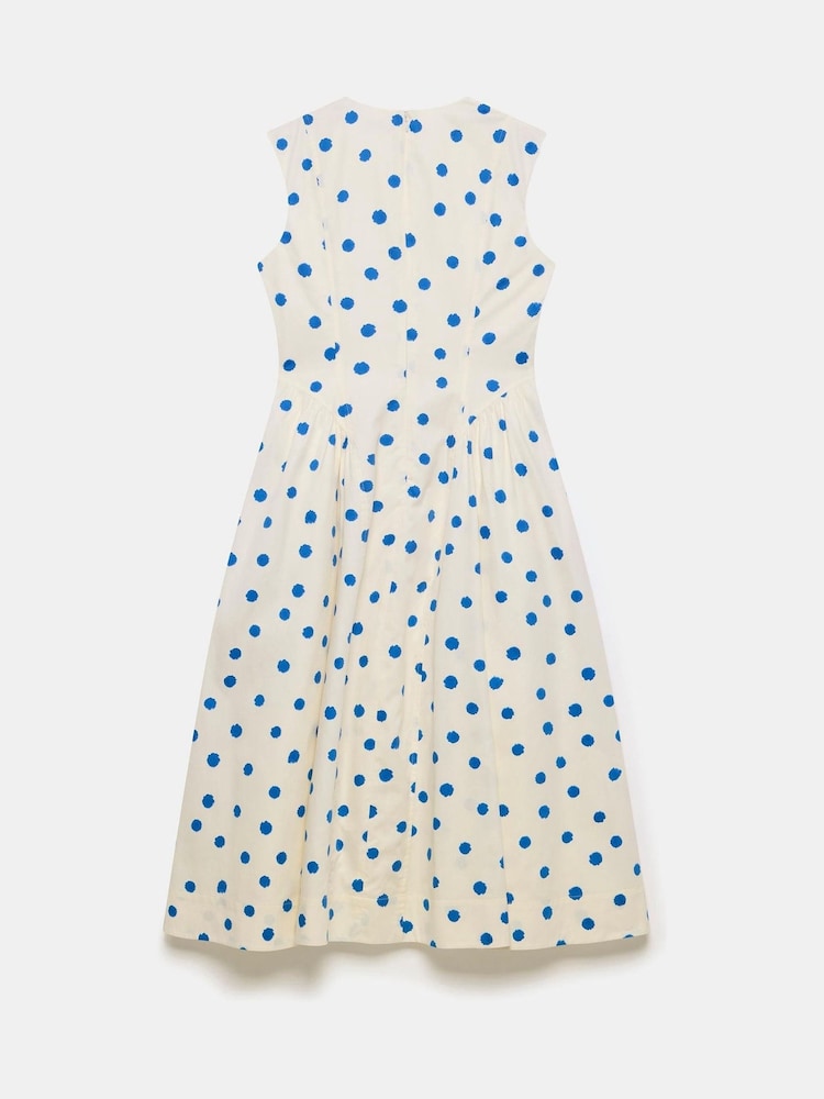 Mint Velvet Blue 100% Cotton Polka Dot Midi Dress - Image 8 of 8